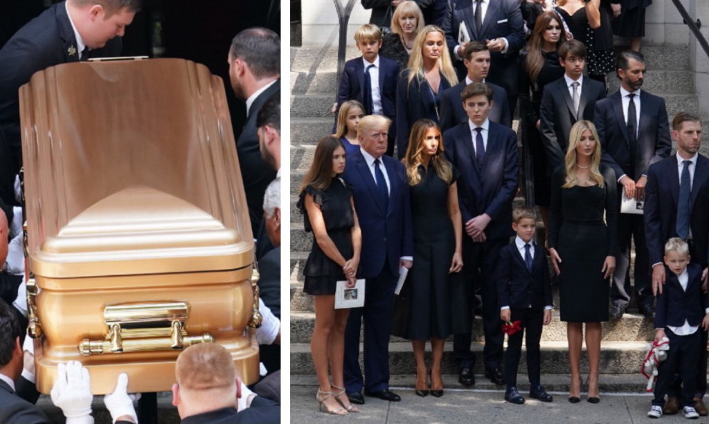Bara dorata e nessun fiore: i funerali a New York di Ivana Trump