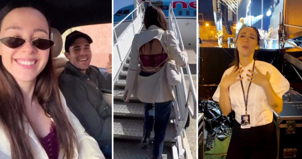 Aurora Ramazzotti ignora ancora i pettegolezzi sulla gravidanza e vola a Siviglia per papà Eros: foto Aurora Ramazzotti ignora ancora i pettegolezzi sulla gravidanza e vola a Siviglia per papà Eros: foto