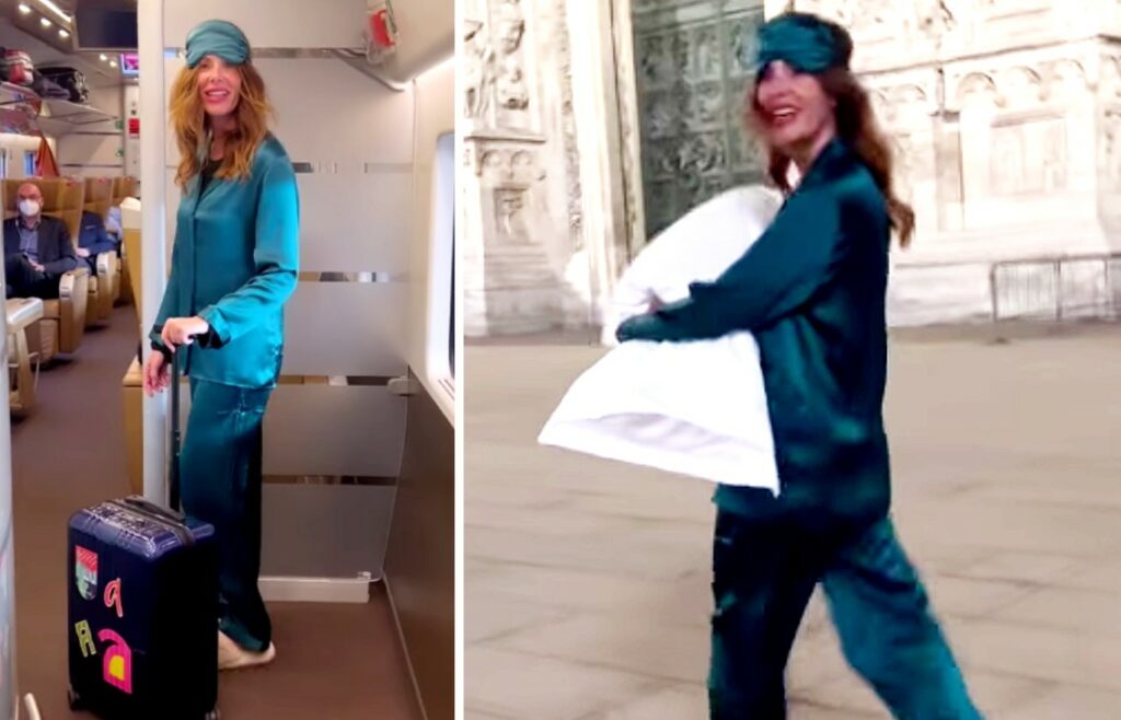 Alessia Marcuzzi va a Milano in pigiama e gira in ciabatte nel centro città: ecco perché