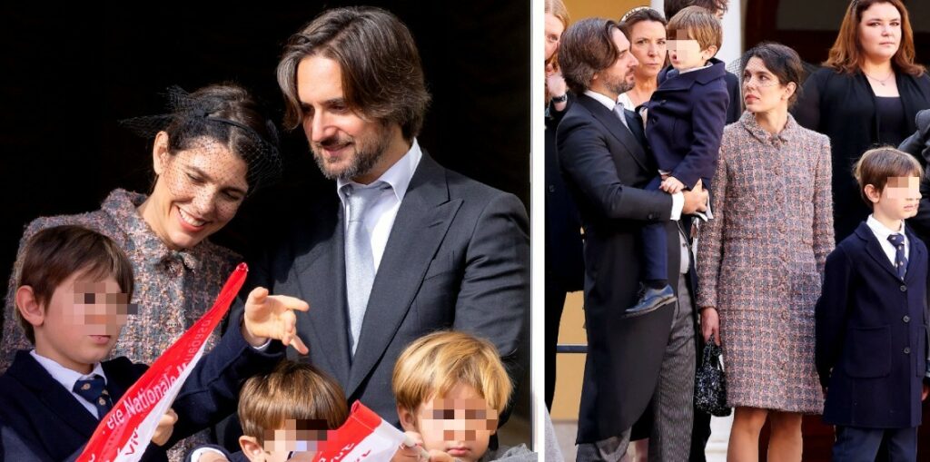 Charlotte Casiraghi per la prima volta ufficialmente in pubblico col marito e i due figli: foto Charlotte Casiraghi per la prima volta ufficialmente in pubblico col marito e i due figli: foto