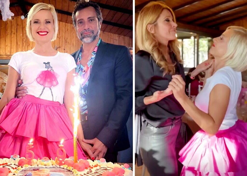 Antonella Elia festeggia i 59 anni con Pietro e gli amici vip: foto