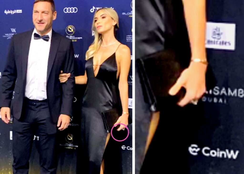 Noemi Bocchi a Dubai con Totti sfoggia l'anello di brillanti che Francesco le avrebbe ordinato un anno fa: foto