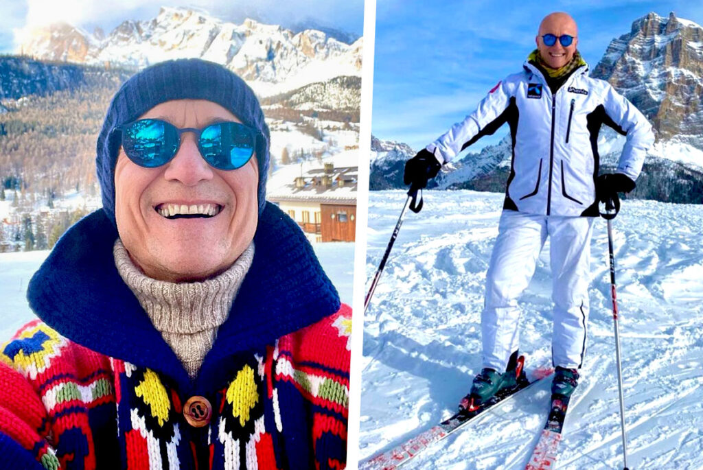 Alfonso Signorini tra una puntata e l'altra del GF Vip trova il tempo di lanciarsi sulle piste da sci di Cortina: foto