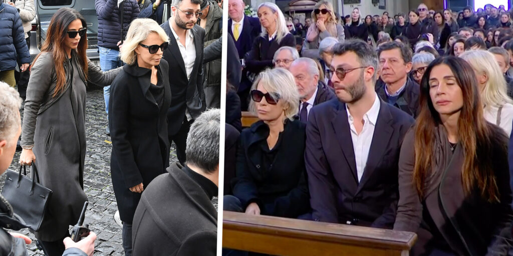 Maria De Filippi al funerale di Maurizio Costanzo scortata dal suo braccio destro Raffaella Mennoia: foto