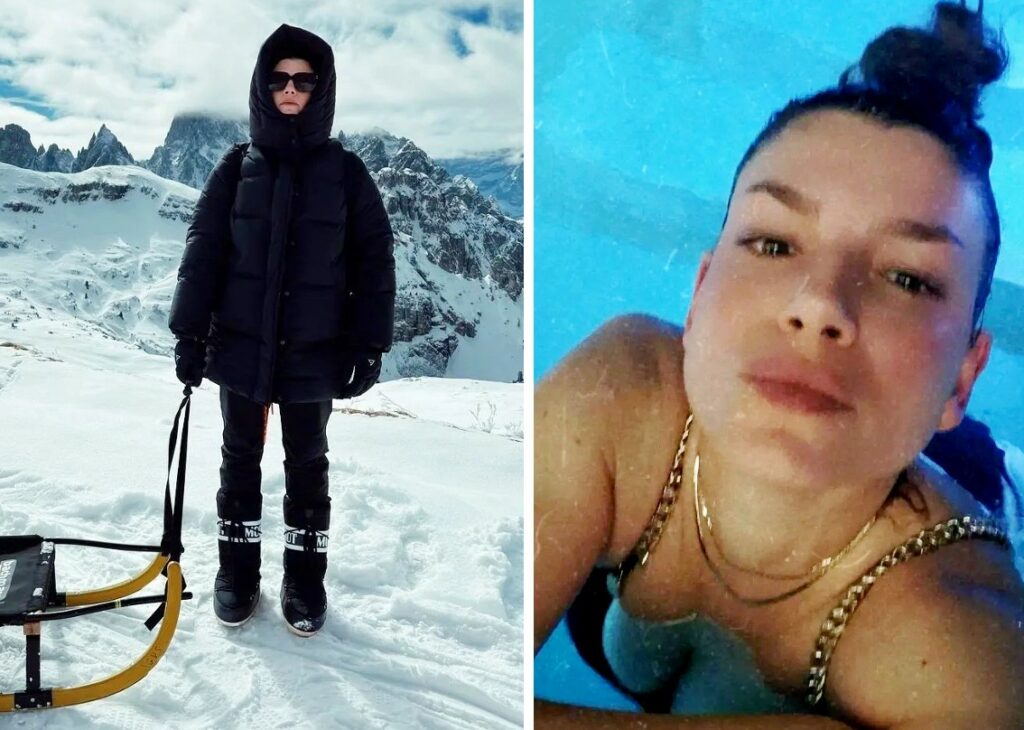 Emma Marrone va per la prima volta sullo slittino a 38 anni: le foto della vacanza a Cortina