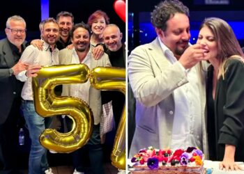 Enrico Brignano compie 57 anni, la moglie Flora Canto organizza una grande festa a Roma: foto