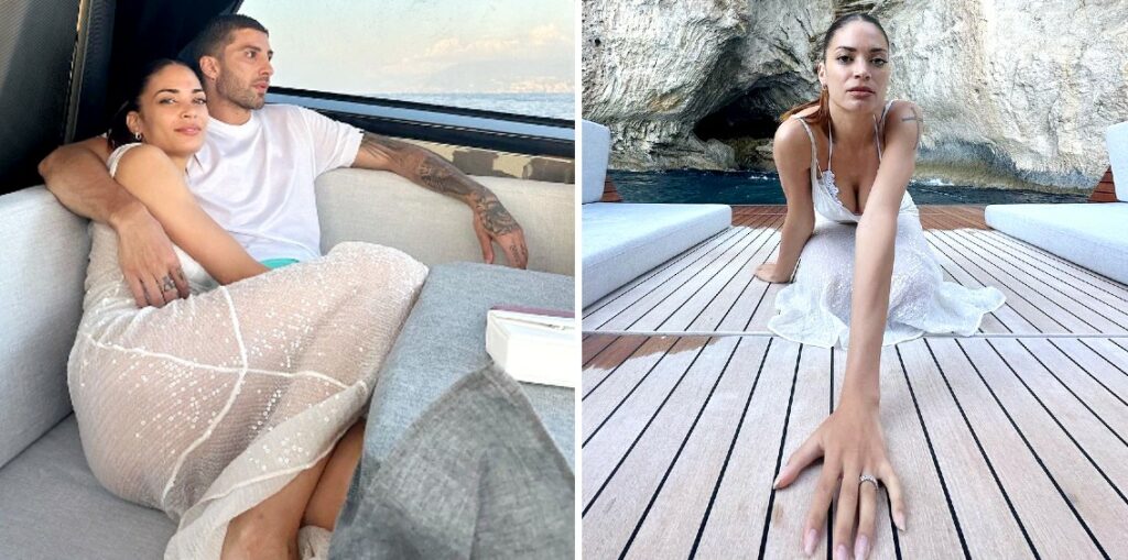 Pose sexy e coccole d'amore: Elodie in vacanza in barca a Capri con il fidanzato Andrea Iannone