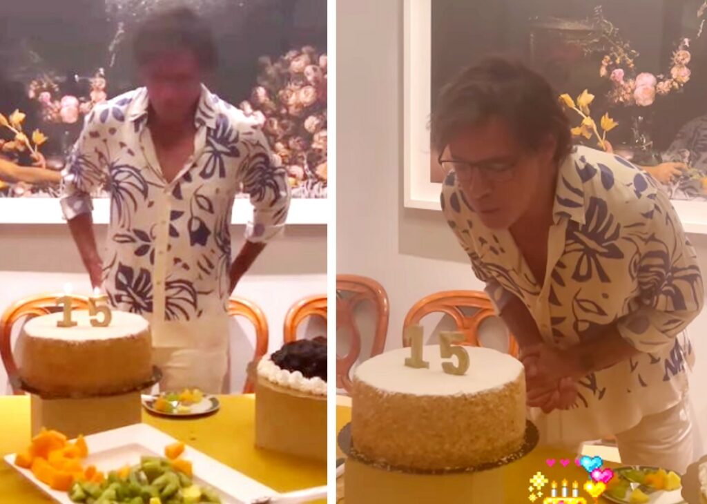 Gabriel Garko festeggia 51 anni con gli amici e le candeline al contrario