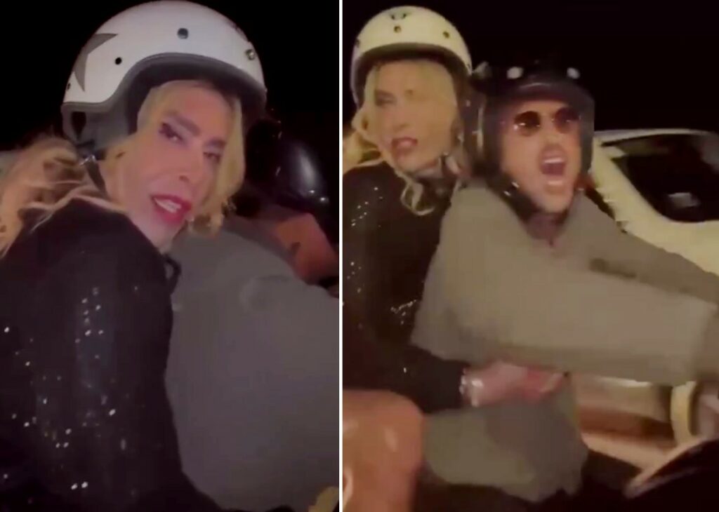 ''Guardate che fi*a'': Fabrizio Corona porta Giacomo Urtis vestito da donna a fare un giro in moto ''Guardate che fi*a'': Fabrizio Corona porta Giacomo Urtis vestito da donna a fare un giro in moto