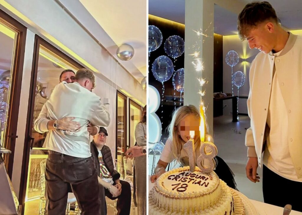 Seconda festa per i 18 anni di Cristian Totti: stavolta c'è papà Francesco, assente mamma Ilary. Foto Seconda festa per i 18 anni di Cristian Totti: stavolta c'è papà Francesco, assente mamma Ilary. Foto