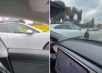 Elisabetta Canalis incontra una macchina senza conducente a Los Angeles