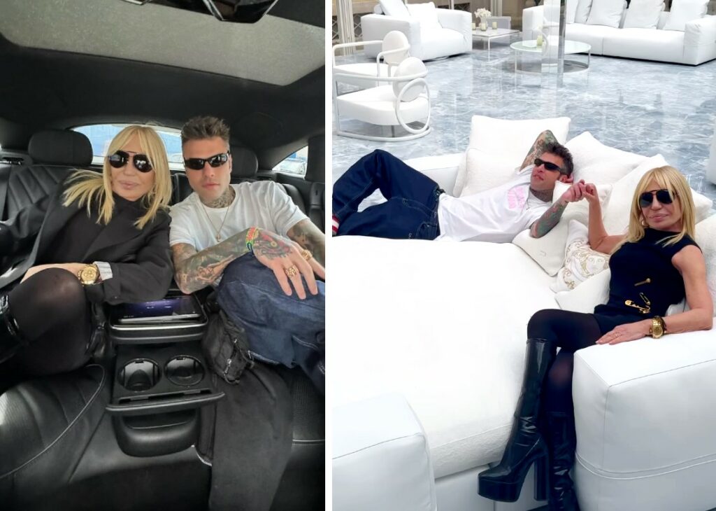 'E' la mia migliore amica': Fedez mano nella mano con Donatella Versace a Milano, i due si divertono da pazzi insieme, le immagini