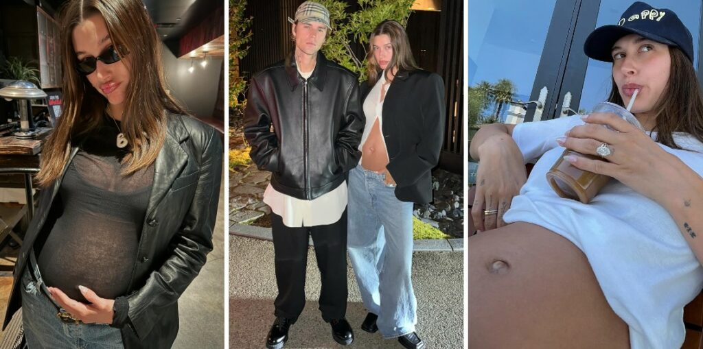 Hailey Bieber mostra il pancione ormai già grande: le tenere foto con Justin e le forme premaman ''a nudo''
