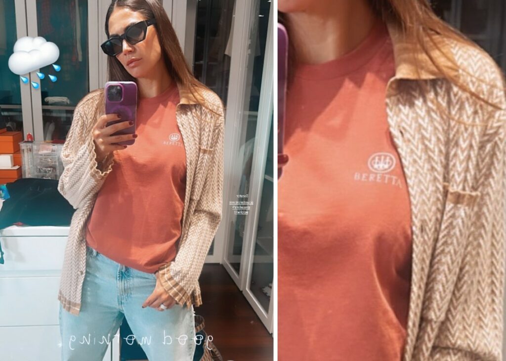 Melissa Satta posta selfie con t-shirt brandizzata Beretta, l'azienda del suo presunto nuovo fidanzato Carlo Beretta, ex di Giulia De Lellis Melissa Satta posta selfie con t-shirt brandizzata Beretta, l'azienda del suo presunto nuovo fidanzato Carlo Beretta, ex di Giulia De Lellis