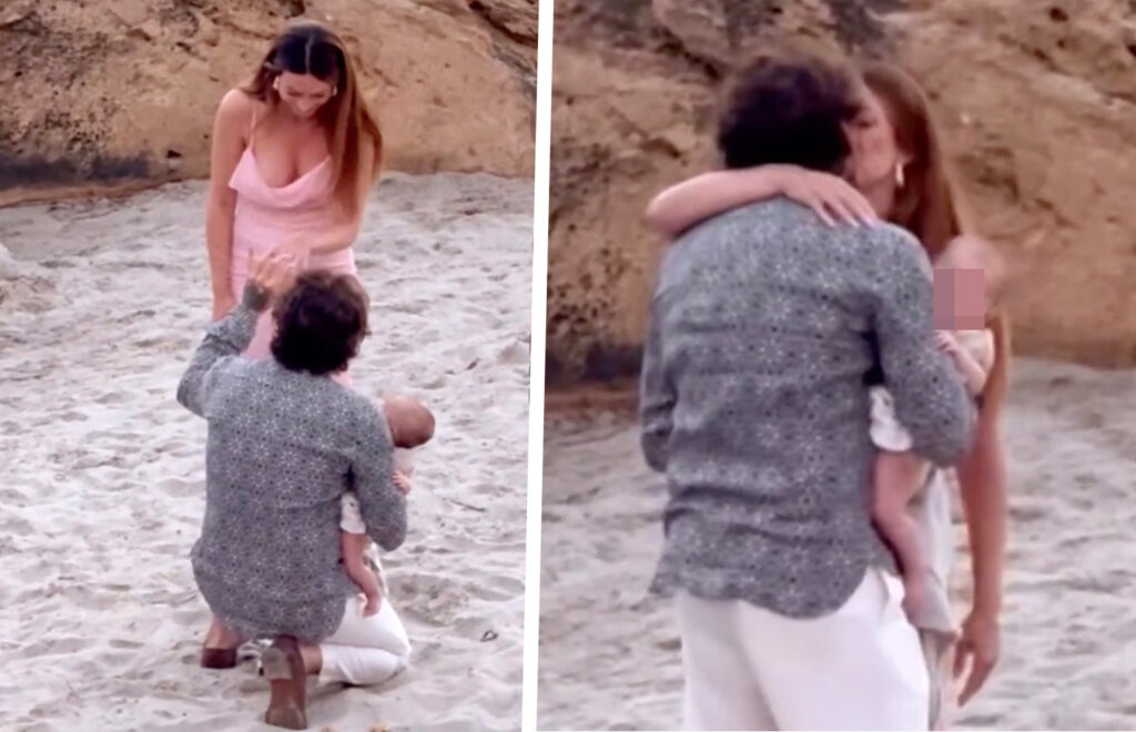 Andrea Cerioli chiede ad Arianna Cirrincione di sposarlo in spiaggia con la figlia in braccio: le romantiche immagini della proposta di nozze Andrea Cerioli chiede ad Arianna Cirrincione di sposarlo in spiaggia con la figlia in braccio: le romantiche immagini della proposta di nozze