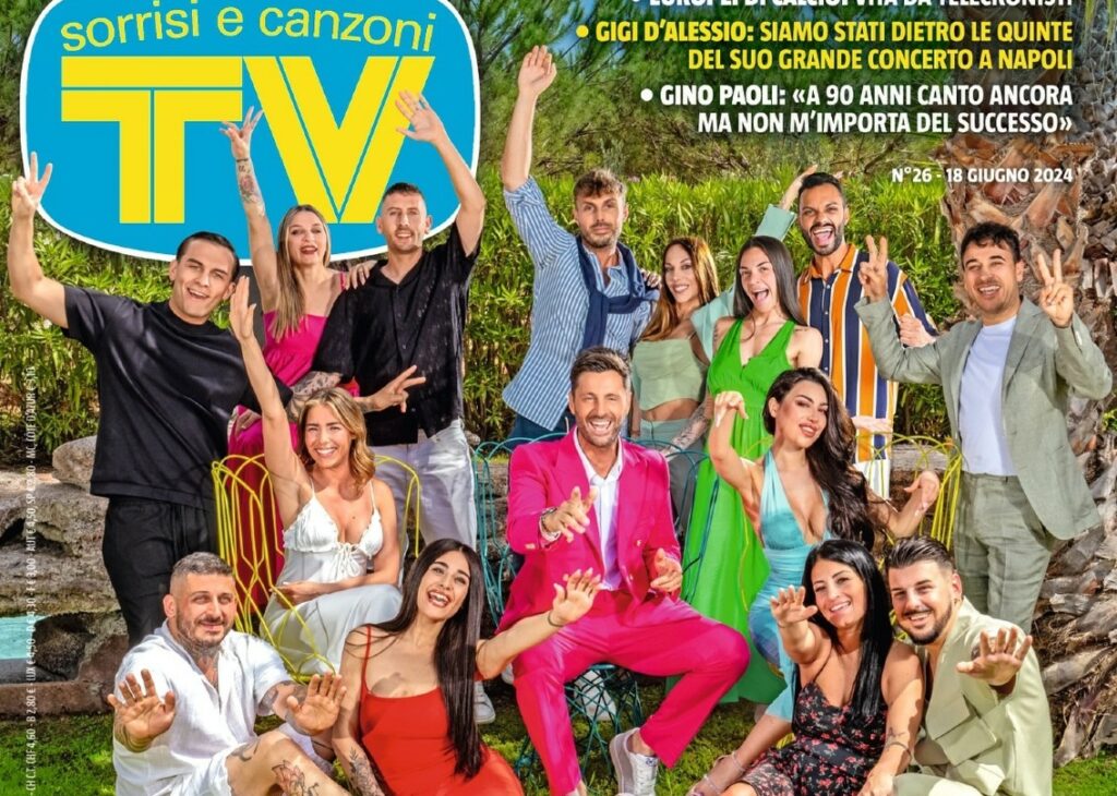''Questa edizione è partita a bomba!'': Filippo Bisciglia con tutte le coppie di Temptation Island 2024 sulla cover di Tv Sorrisi e Canzoni
