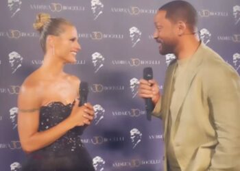 Michelle Hunziker con Will Smith e gli altri big all'evento di Bocelli
