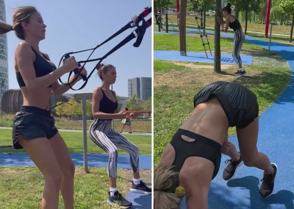 Diletta Leotta ed Elodie amiche anche nello sport: si allenano insieme al parco nel cuore di Milano tra muscoli e risate, le immagini Diletta Leotta ed Elodie amiche anche nello sport: si allenano insieme al parco nel cuore di Milano tra muscoli e risate, le immagini