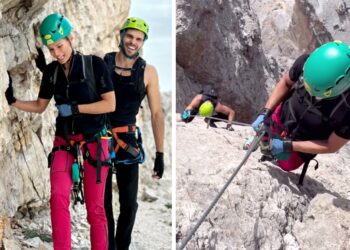 Michelle Hunziker e il genero Goffredo Cerza si divertono insieme a scalare le Alpi: guarda