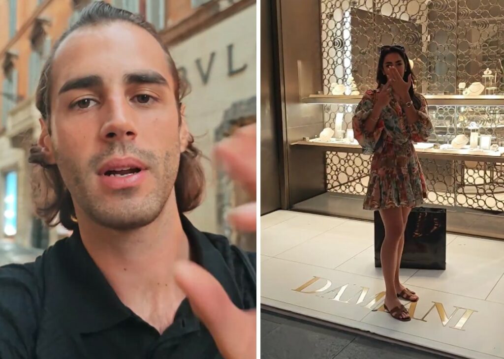 Gianmarco Tamberi costretto dalla moglie ad entrare da Damiani per ricomprare la fede che ha perso nella Senna: guarda Gianmarco Tamberi costretto dalla moglie ad entrare da Damiani per ricomprare la fede che ha perso nella Senna: guarda