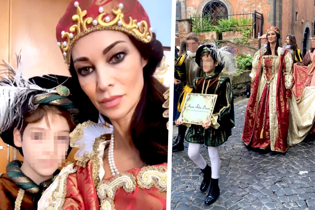 Manuela Arcuri e il figlio di 10 anni Mattia protagonisti in costume della Sagra dell'Uva e del Vino di Marino: guarda Manuela Arcuri e il figlio di 10 anni Mattia protagonisti in costume della Sagra dell'Uva e del Vino di Marino: guarda