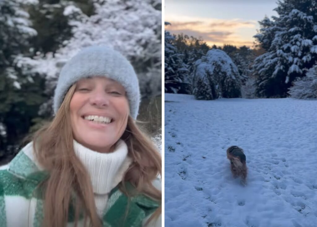 Filippa Lagerback entusiasta per i primi fiocchi di neve nel milanese