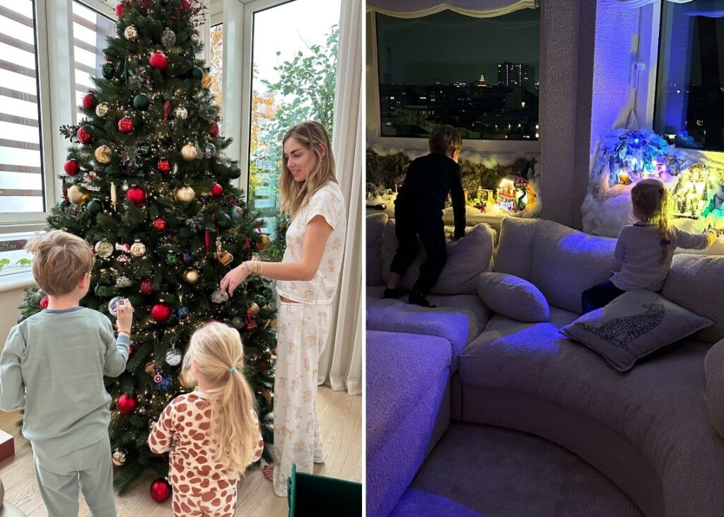 Chiara Ferragni ha già decorato casa con gli addobbi natalizi per i figli: fatto l'Albero e il villaggio di Santa Claus in salotto