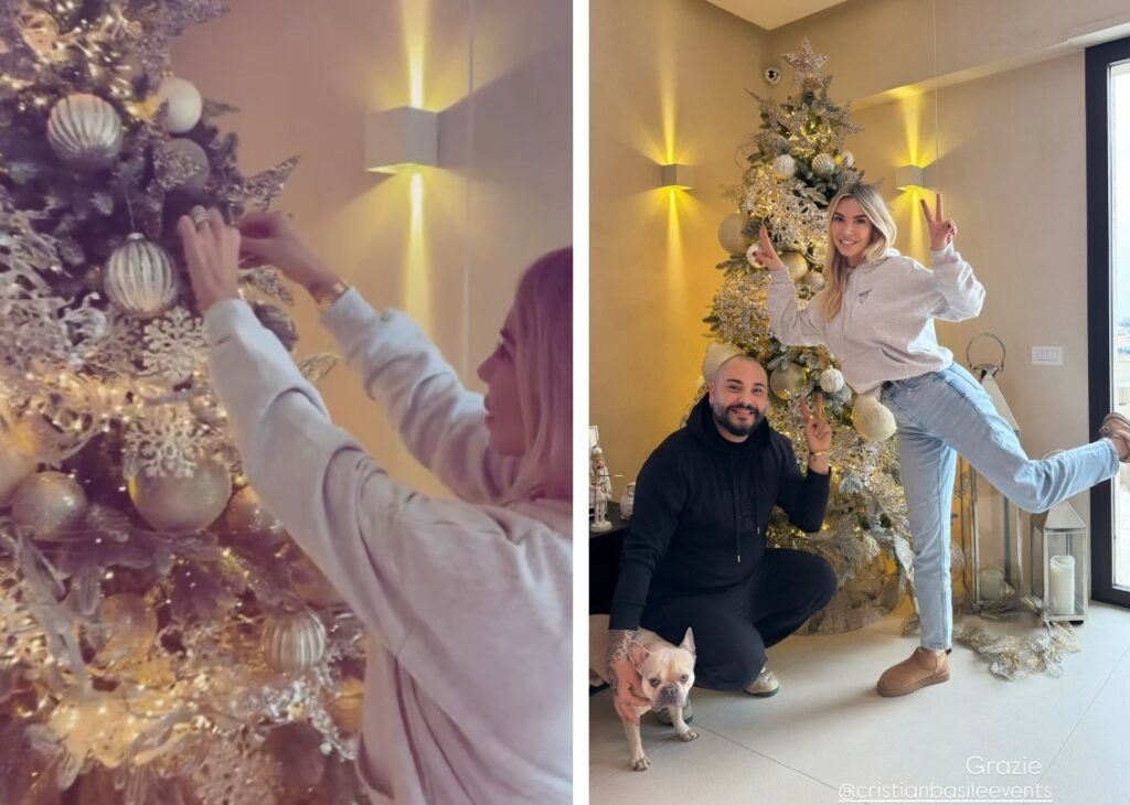 Noemi Bocchi decora l'attico di Roma nord dove vive con Totti con ben due alberi di Natale