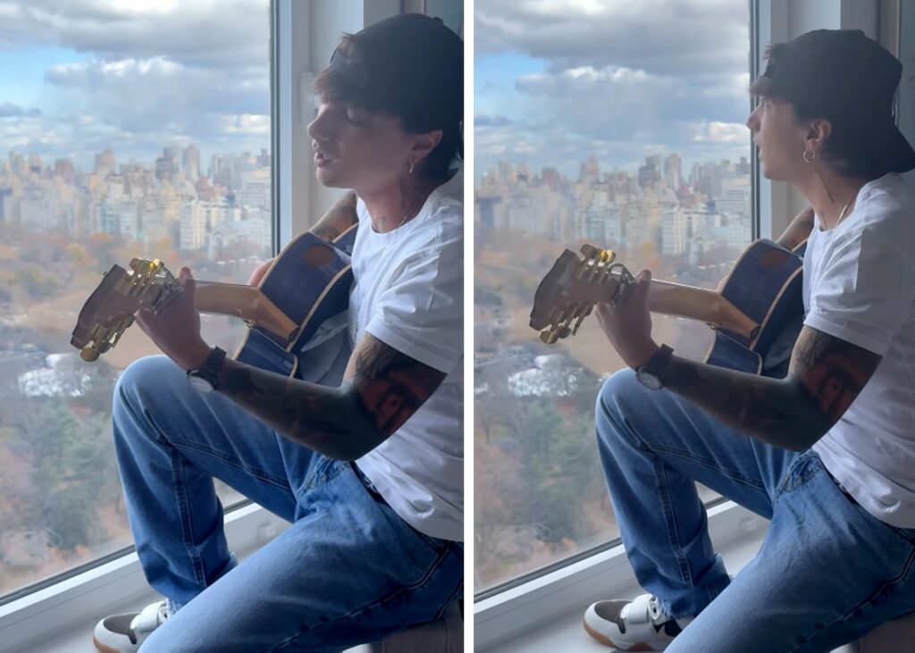 A 6 giorni dalla nascita del figlio, il cantautore Ultimo ricompare sul social: canta ispirato dalla paternità guardando lo skyline di New York