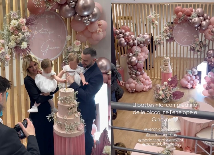 Veronica Peparini e Andreas Muller festeggiano il primo compleanno e il battesimo delle gemelline Veronica Peparini e Andreas Muller festeggiano il primo compleanno e il battesimo delle gemelline