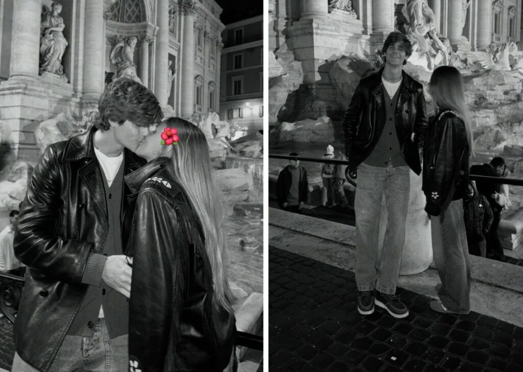 Leonardo Tano, secondogenito di Rocco Siffredi, bacia la fidanzata di fronte a Fontana di Trevi: guarda