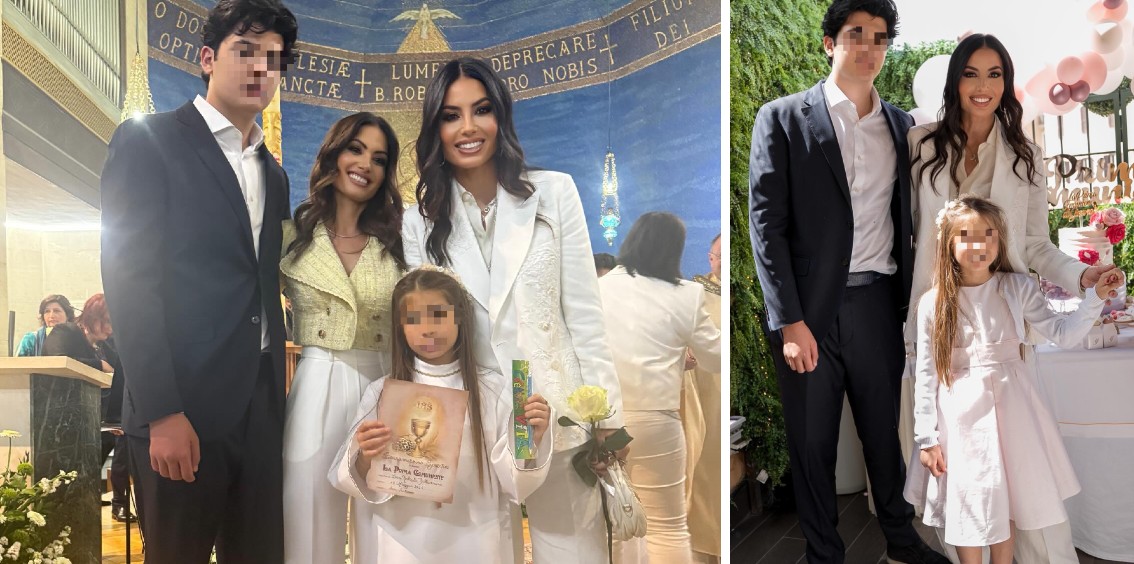 Elisabetta Gregoraci in total white a Roma con il figlio Nathan Falco per la Prima Comunione della nipotina Ginevra: foto - Gossip.it | News sul Gossip e VIP