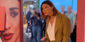 Belen Rodriguez arriva a Roma per presentare la sua linea makeup