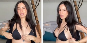 Giulia De Lellis mostra il pancione in bikini mentre fa vedere ai follower il suo capo 'basic' per l'estate: guarda