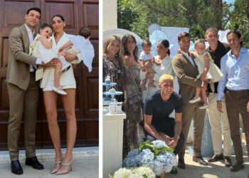 Virginia Mihajlovic e il marito Alex Vogliacco festeggiano il figlio secondogenito in Puglia: le foto del battesimo di Leone Sinisa
