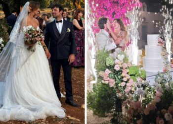 L'attore Francesco Montanari, ex marito di Andrea Delogu, ha sposato in Puglia la compagna Federica Sorino: le foto delle nozze vip