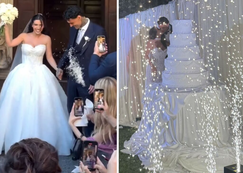 Il calciatore Gianluca Scamacca ha sposato la compagna Flaminia Apolloni meno di un anno dopo la rottura con Angela Nasti: le foto