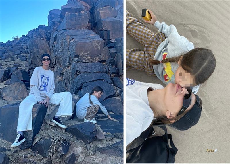 Francesca Fioretti nel deserto del Marocco con la figlia Vittoria