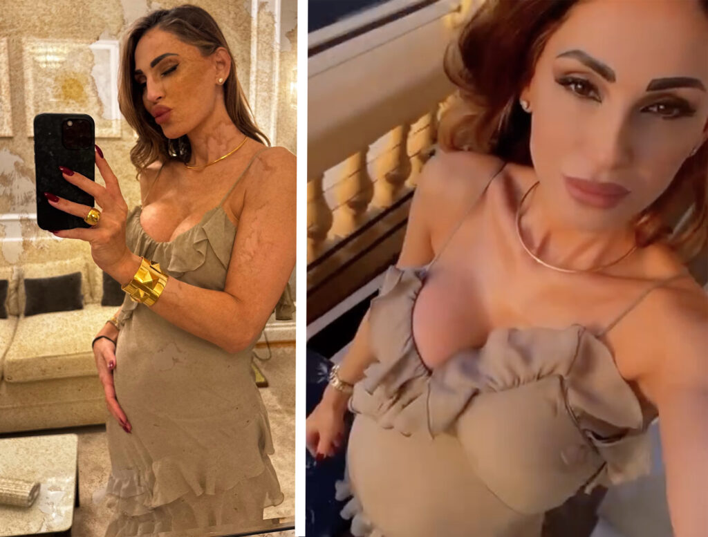 Anna Tatangelo mostra le forme premaman che crescono: pancione e decolté esplosivi nei nuovi selfie