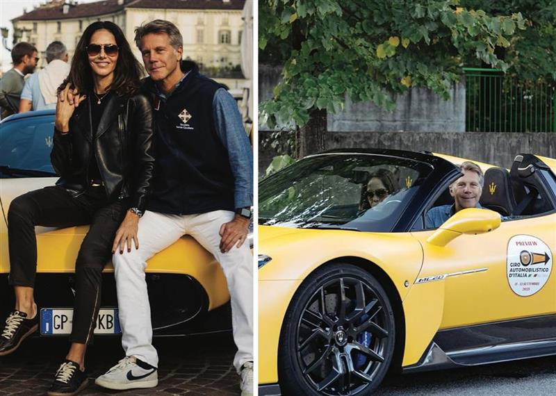 Emanuele Filiberto di Savoia al giro automobilistico d'Italia con la compagna Adriana Abascal