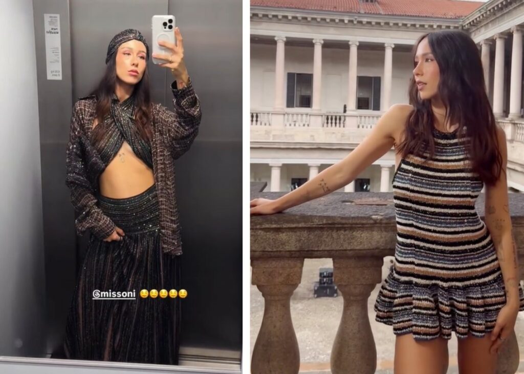 Aurora Ramazzotti, odalisca a Milano: parterre e foto backstage con look Missoni 