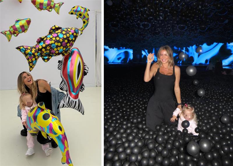 Diletta Leotta al Balloon Museum con la figlia Aria