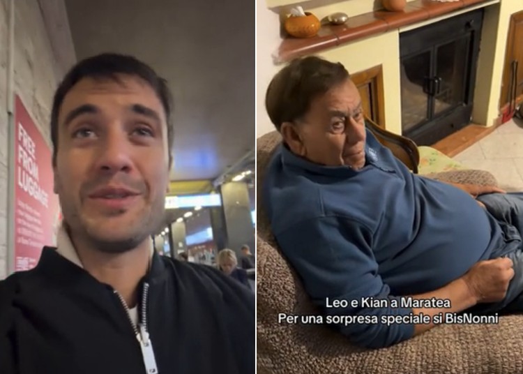 Pierpaolo Pretelli porta i suoi figli a sorpresa dai bisnonni a Maratea