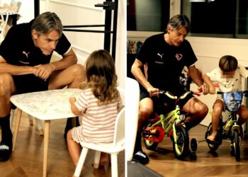 Pippo Inzaghi tenerissimo papà: le foto inedite dello sportivo con i suoi due figli