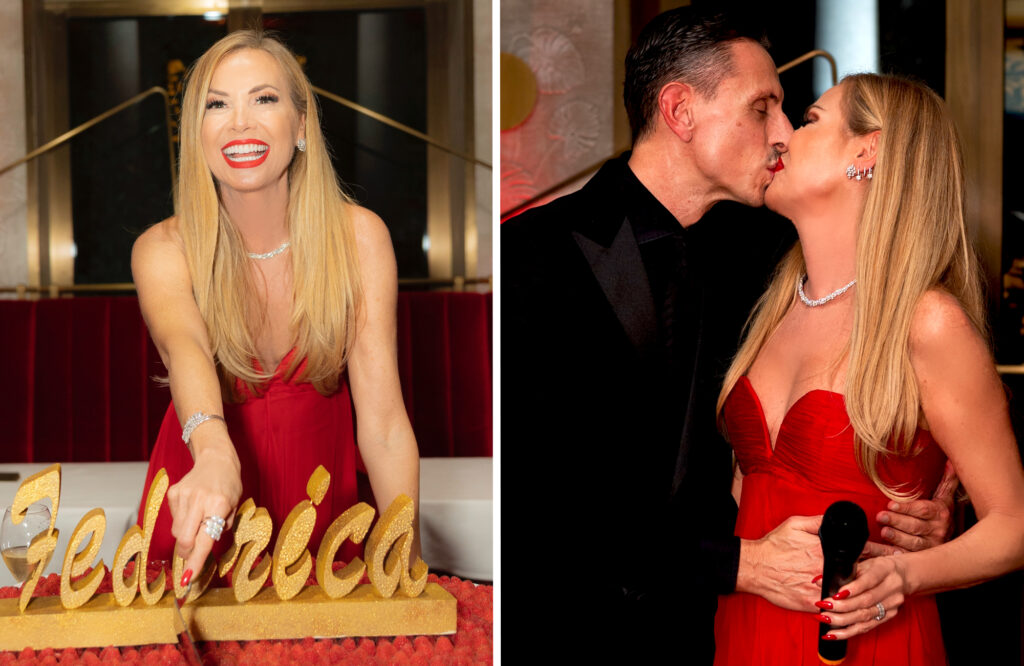 Federica Panicucci organizza un red party a Milano per i 58 anni: le foto della festa