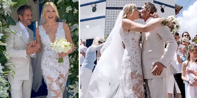 ''Un assaggio di felicità'': Natasha Stefanenko e Luca Sabbioni si sono sposati in chiesa a 30 anni dal sì in Comune, le foto