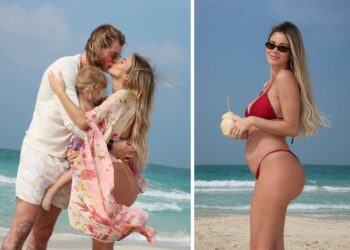 Diletta Leotta in dolce attesa a Dubai con il marito e la figlia