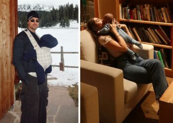 Elisa Visari e Andrea Damante portano il figlio Liam sulla neve