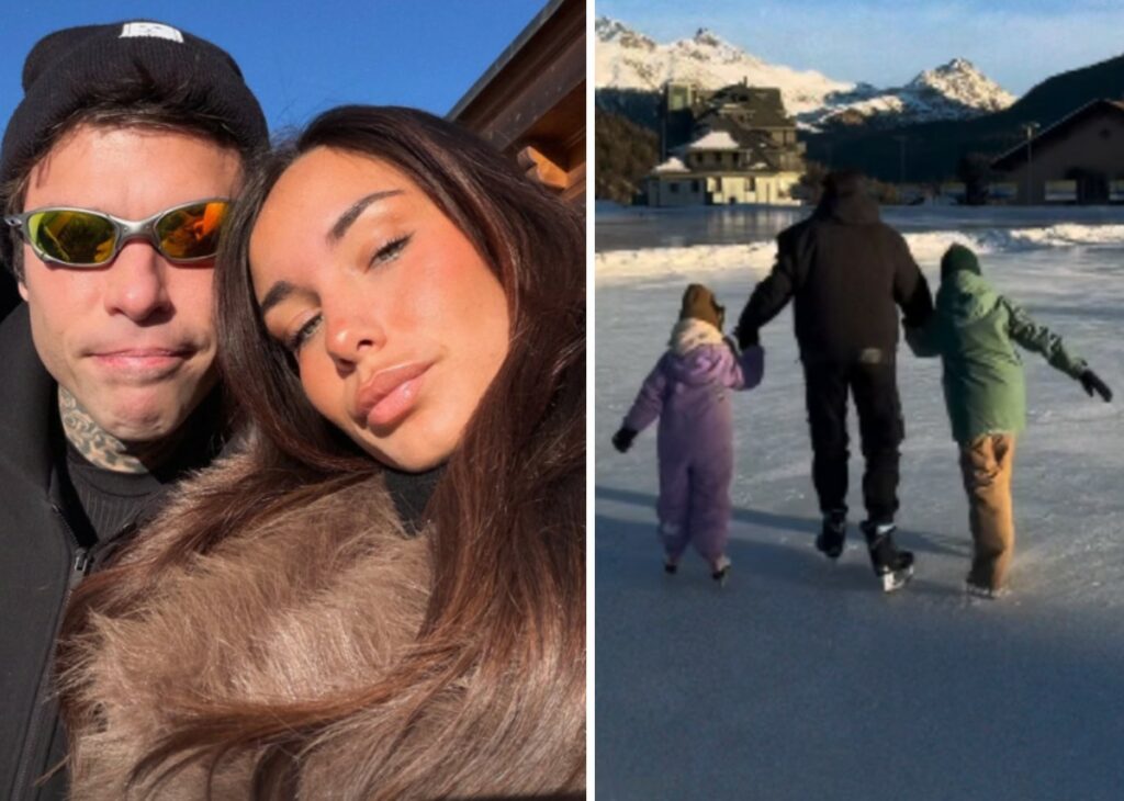Fedez e Giulia Honegger fanno le prove di famiglia allargata: i due sulla neve con figli di lui