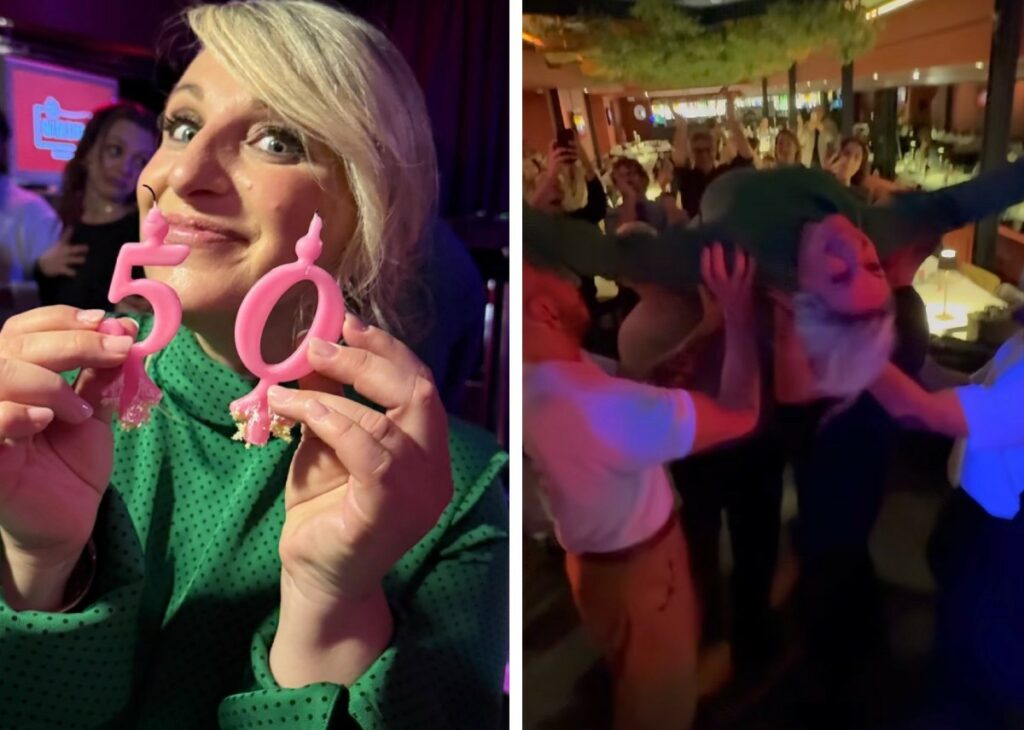 Le foto del party per i 50 anni di Katia Follesa: la conduttrice scatenata a Milano